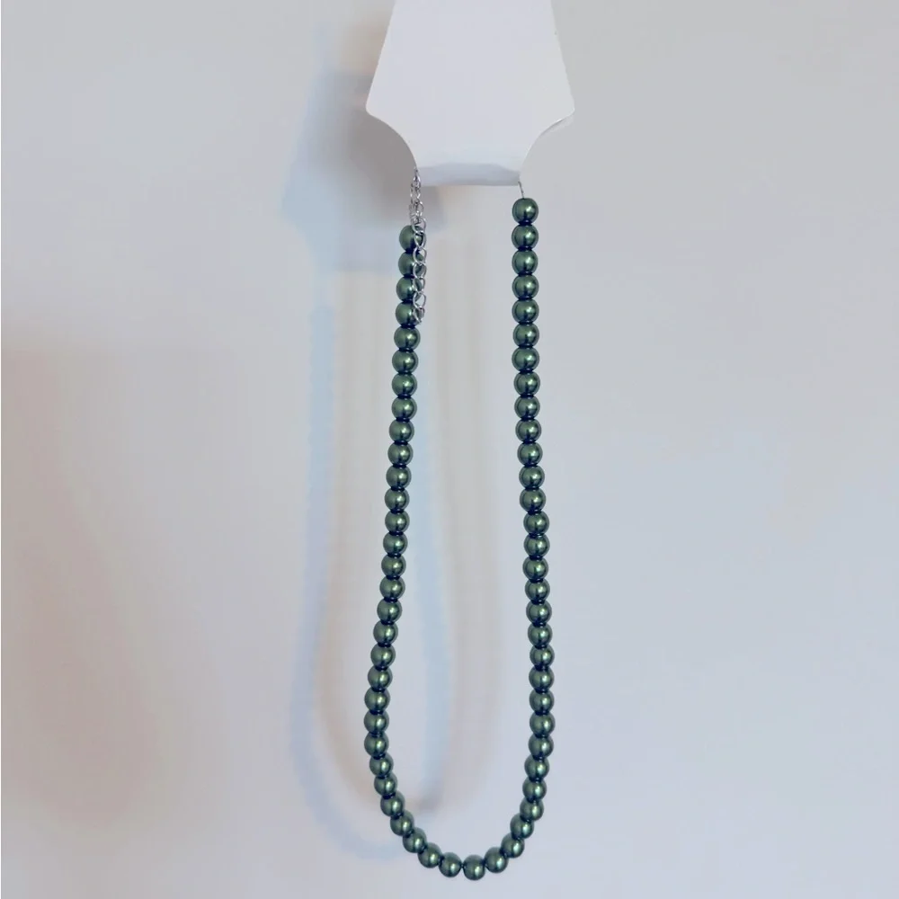 Fashion Jewelry Elegant Green Beaded Pearl Necklace
